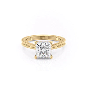 The Elizabeth Set With A 3 Carat Princess Lab Diamond