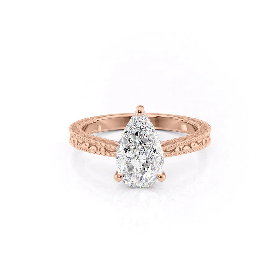 The Elizabeth Set With A 2 Carat Pear Moissanite