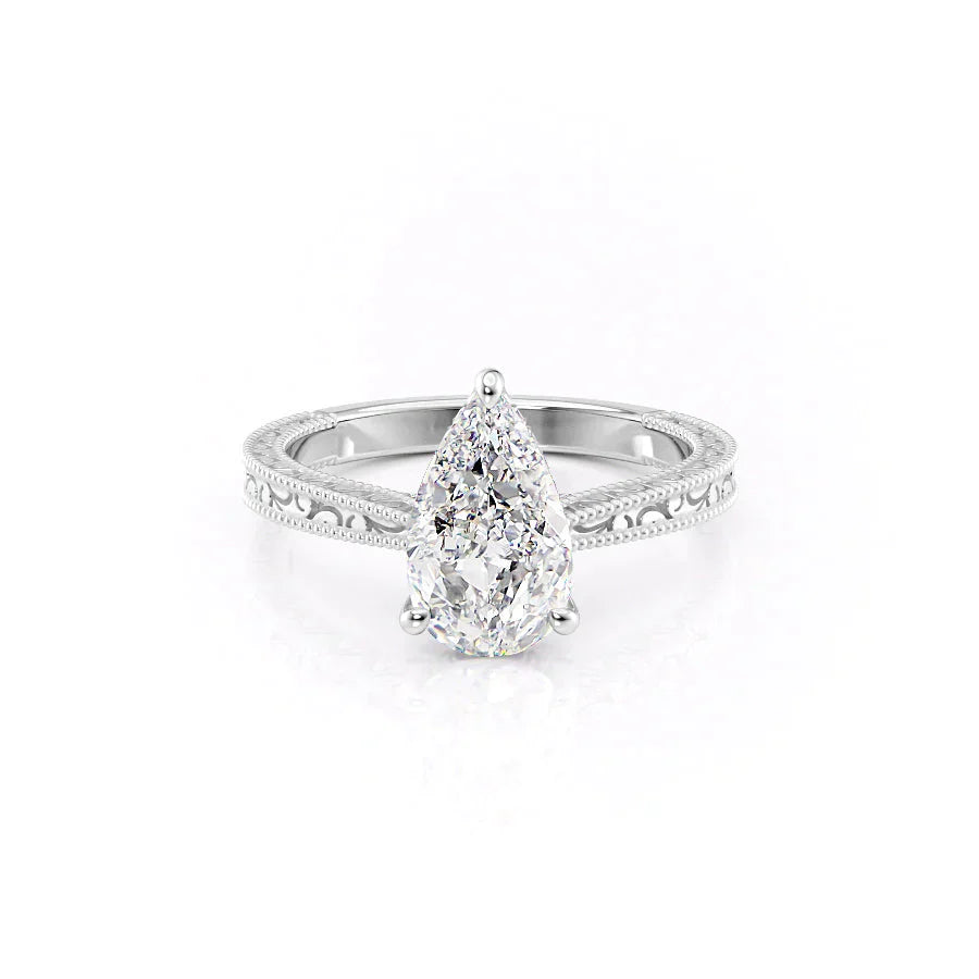 The Elizabeth Set With A 2 Carat Pear Moissanite