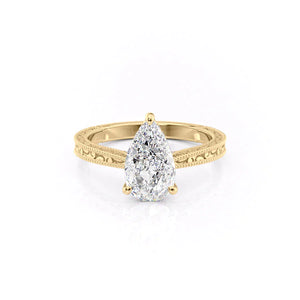 The Elizabeth Set With A 1 Carat Pear Lab Diamond