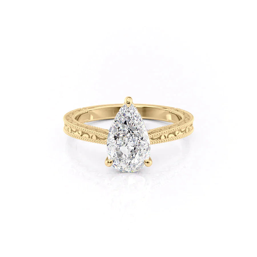 The Elizabeth Set With A 2 Carat Pear Lab Diamond