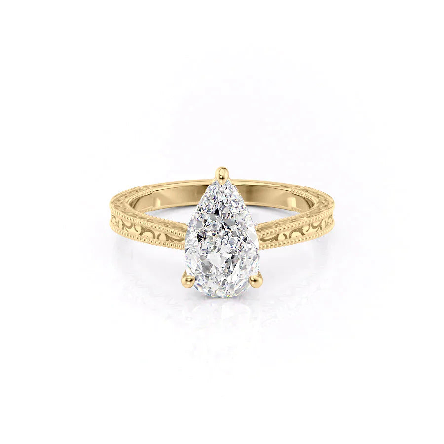 The Elizabeth Set With A 4.5 Carat Pear Moissanite