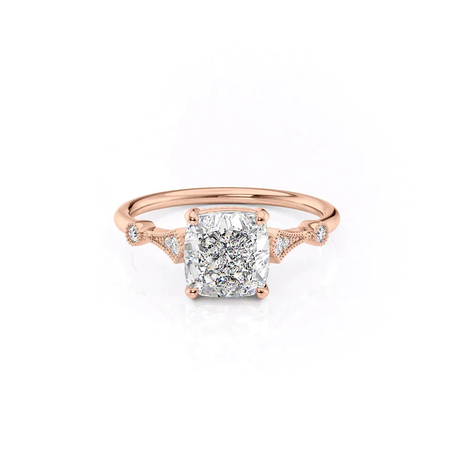 The Amber Set With A 3 Carat Cushion Lab Diamond