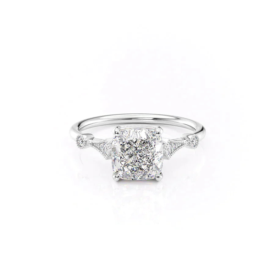 The Amber Set With A 5 Carat Cushion Moissanite