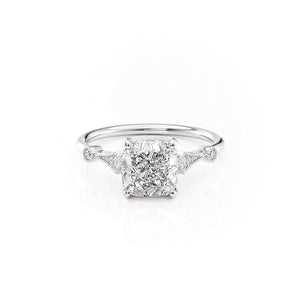 The Amber Set With A 5 Carat Cushion Moissanite