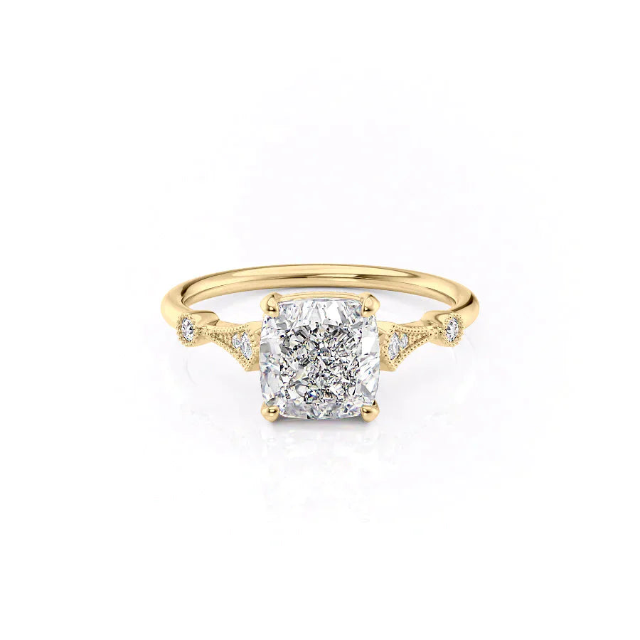 The Amber Set With A 2.5 Carat Cushion Lab Diamond