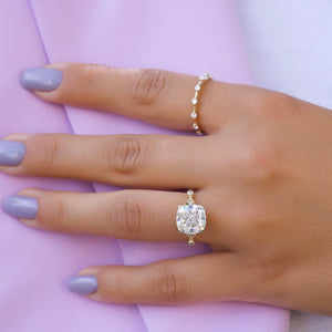 The Amber Set With A 3 Carat Cushion Moissanite