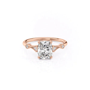 The Amber Set With A 4.5 Carat Elongated Cushion Moissanite
