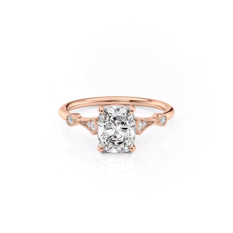 The Amber Set With A 2 Carat Elongated Cushion Lab Diamond