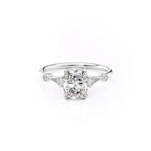 The Amber Set With A 1.5 Carat Elongated Cushion Lab Diamond