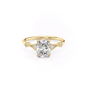 The Amber Set With A 3 Carat Elongated Cushion Lab Diamond