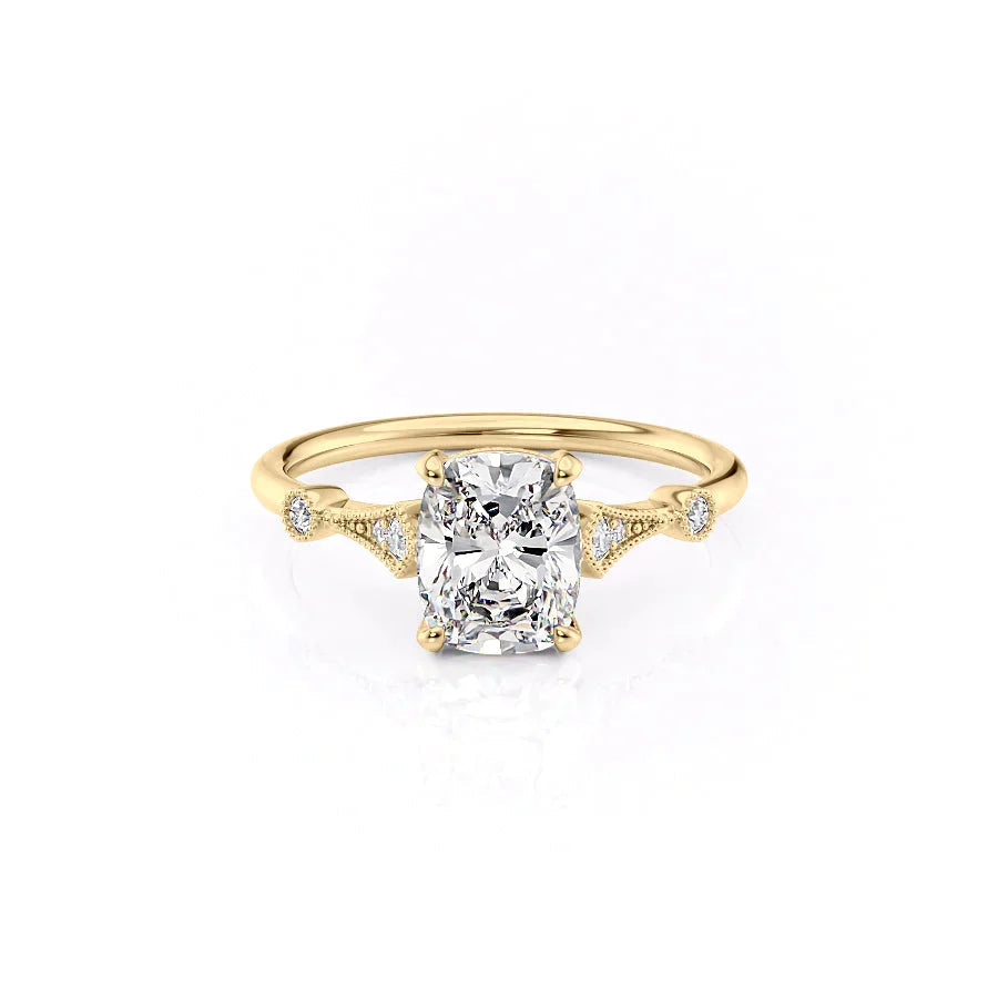 The Amber Set With A Elongated Cushion Moissanite