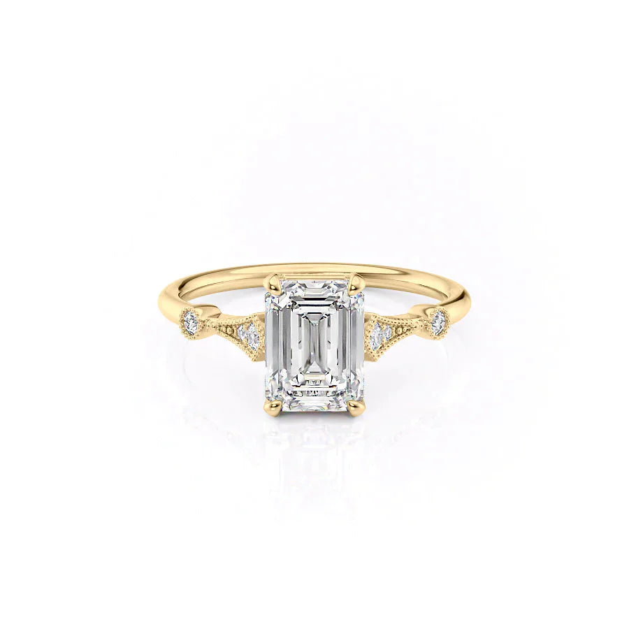 The Amber Set With A 3.5 Carat Emerald Moissanite