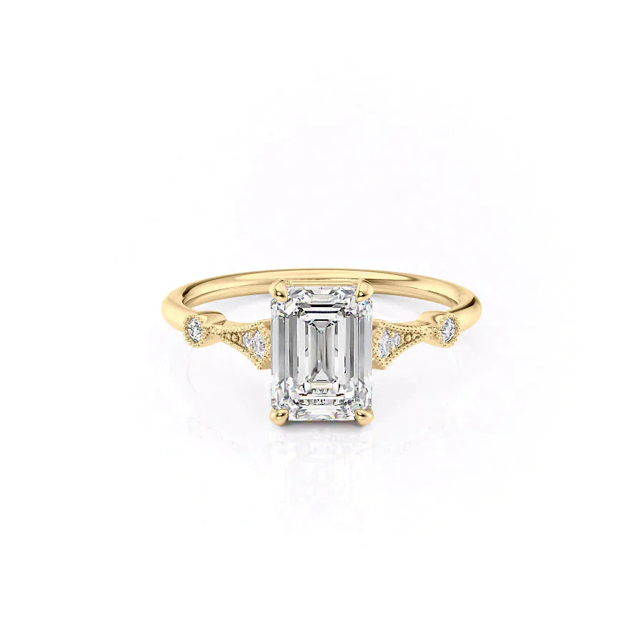 The Amber Set With A Emerald Moissanite