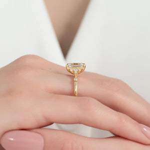 The Amber Set With A 2.5 Carat Emerald Moissanite