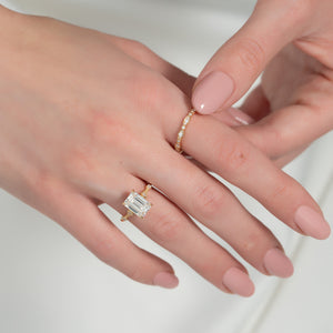 The Amber Set With A 2.5 Carat Emerald Moissanite