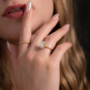 The Amber Set With A 2.5 Carat Emerald Moissanite
