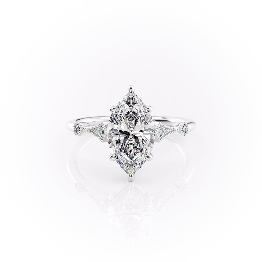 The Amber Set With A 1 Carat Marquise Moissanite