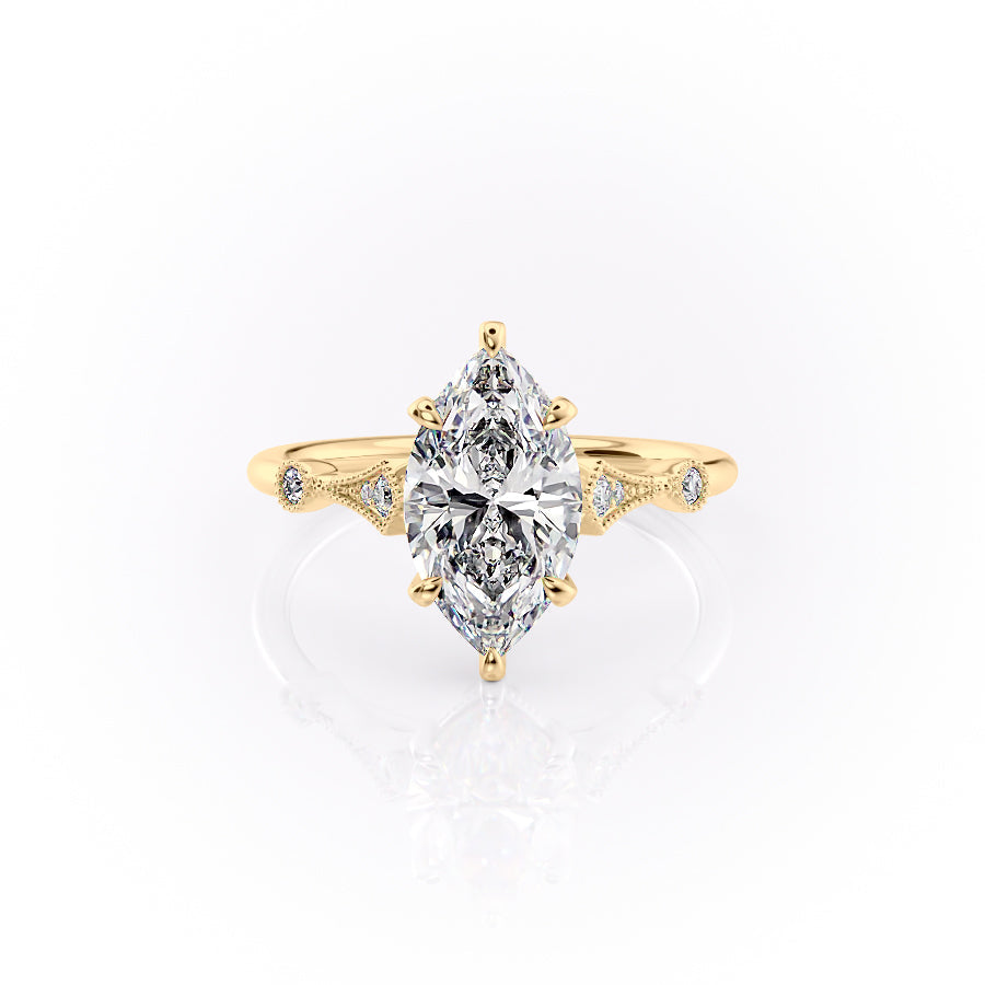 The Amber Set With A 2.5 Carat Marquise Lab Diamond