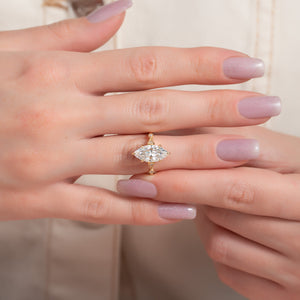 The Amber Set With A 4 Carat Marquise Moissanite