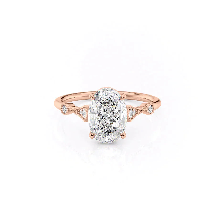 The Amber Set With A 3.5 Carat Oval Moissanite