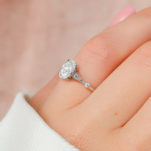 The Amber Set With A 3 Carat Oval Moissanite