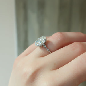 The Amber Set With A 3 Carat Oval Moissanite