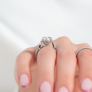 The Amber Set With A 3 Carat Oval Moissanite