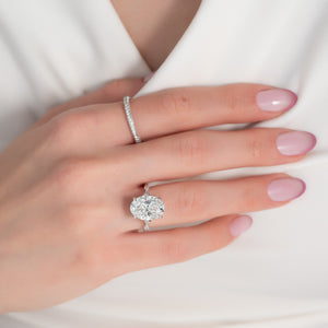 The Amber Set With A 3 Carat Oval Moissanite