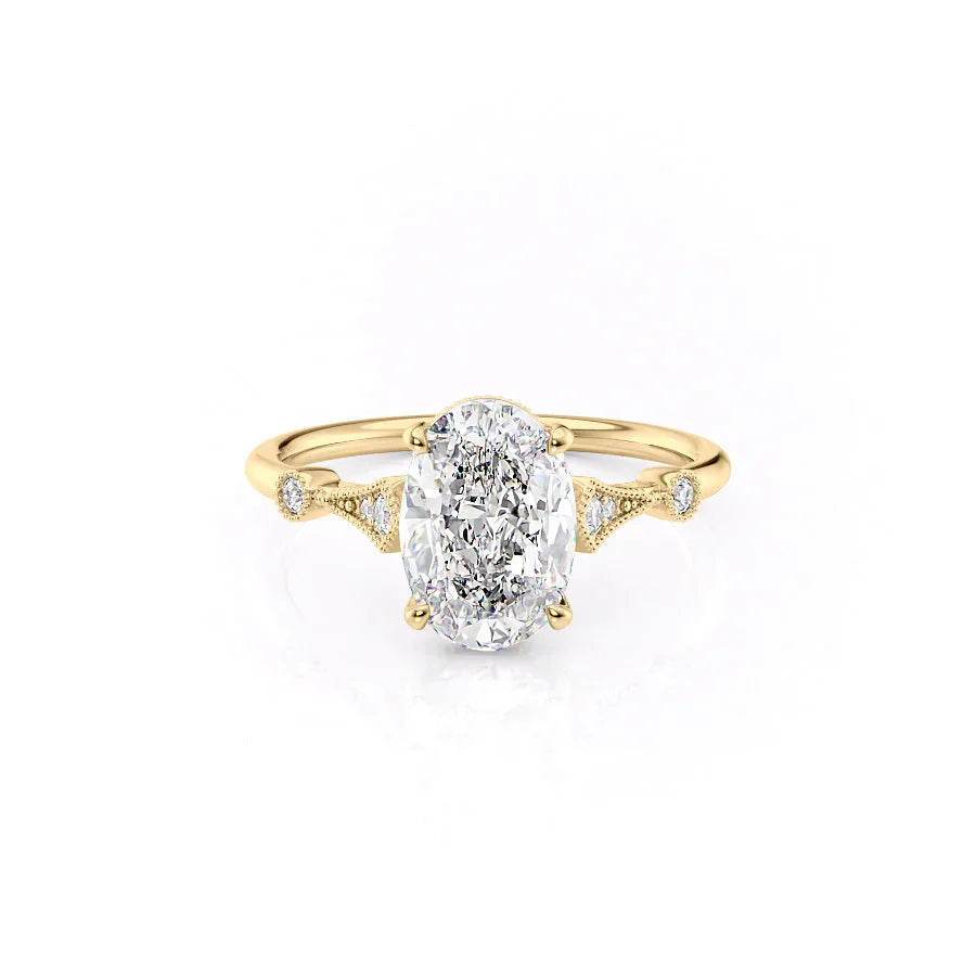 The Amber Set With A 1.5 Carat Oval Lab Diamond