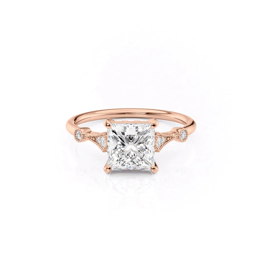 The Amber Set With A 1 Carat Princess Moissanite