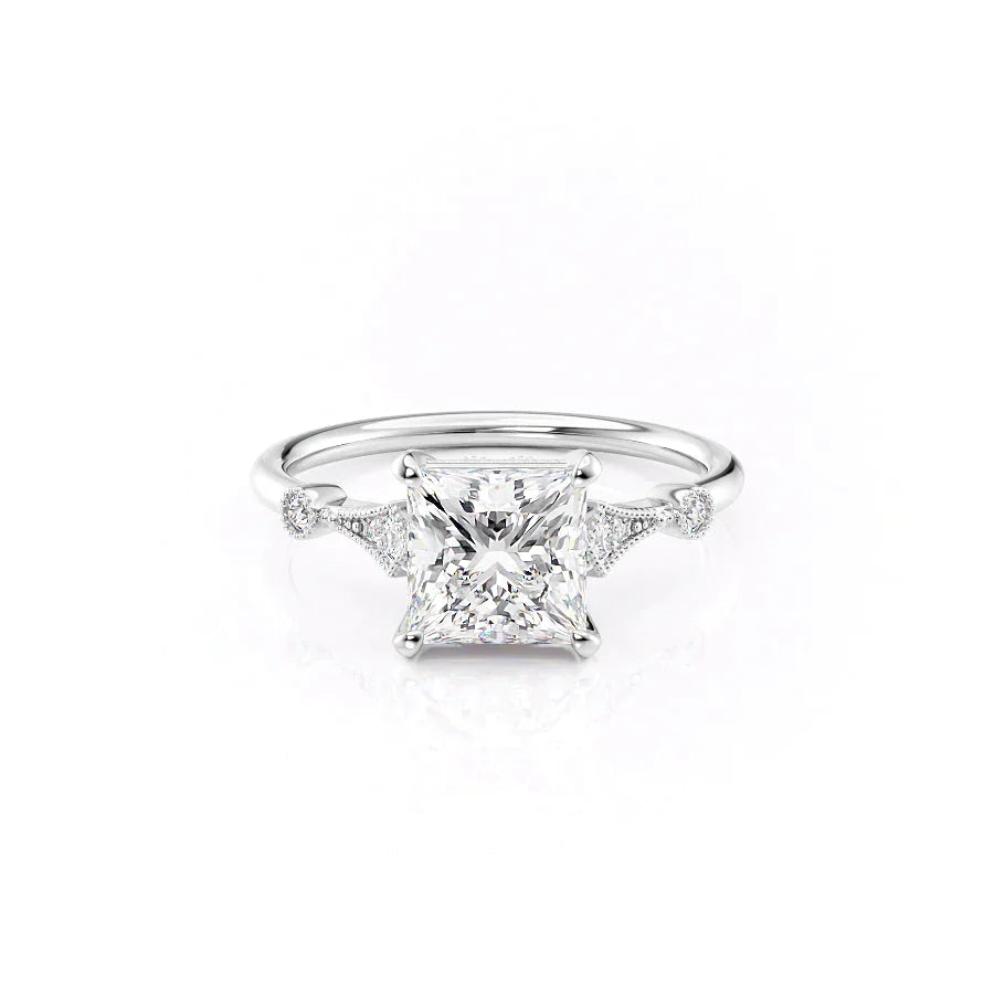 The Amber Set With A 4 Carat Princess Moissanite