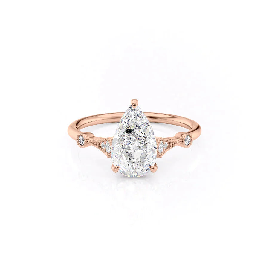 The Amber Set With A 4.5 Carat Pear Moissanite
