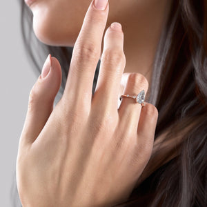 The Amber Set With A 2.5 Carat Pear Moissanite