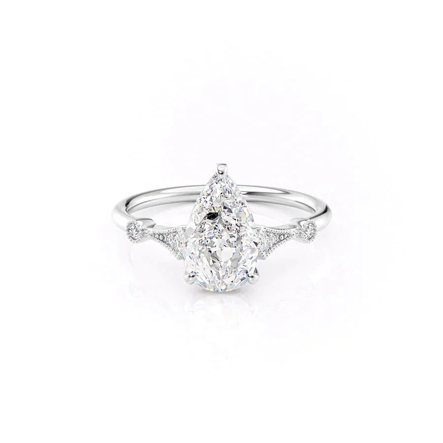 The Amber Set With A 3 Carat Pear Moissanite