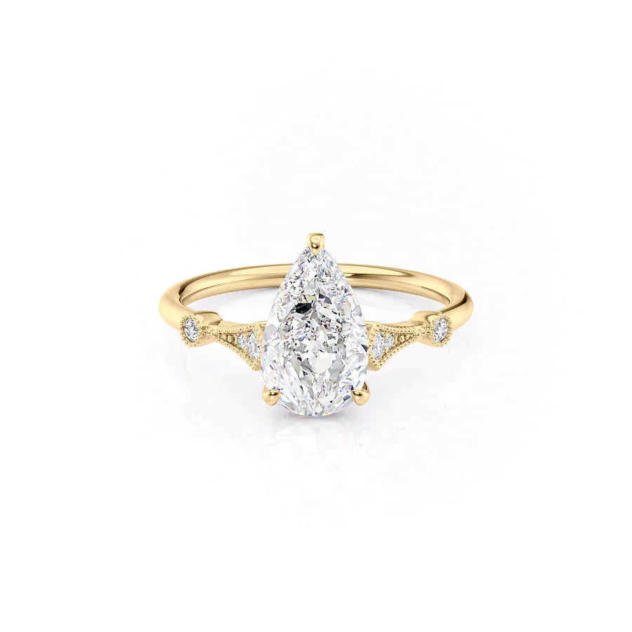 The Amber Set With A 2 Carat Pear Lab Diamond