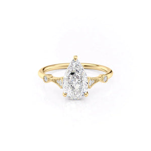 The Amber Set With A 3.5 Carat Pear Moissanite
