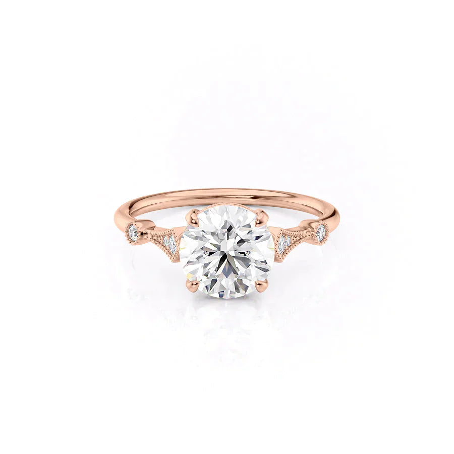 The Amber Set With A 1.5 Carat Round Moissanite