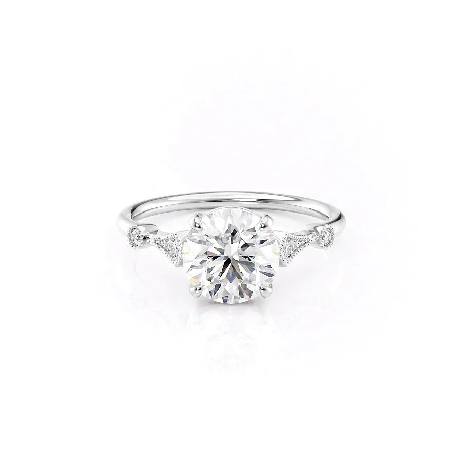 The Amber Set With A 3 Carat Round Lab Diamond