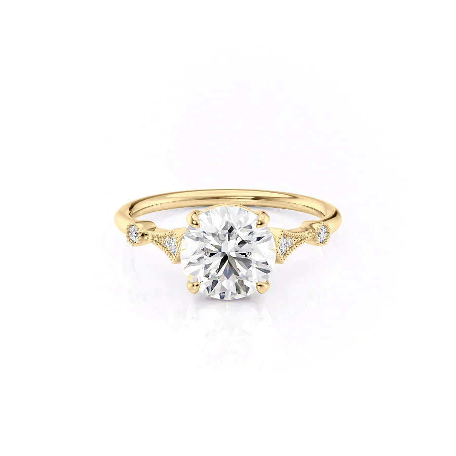 The Amber Set With A 3.5 Carat Round Moissanite