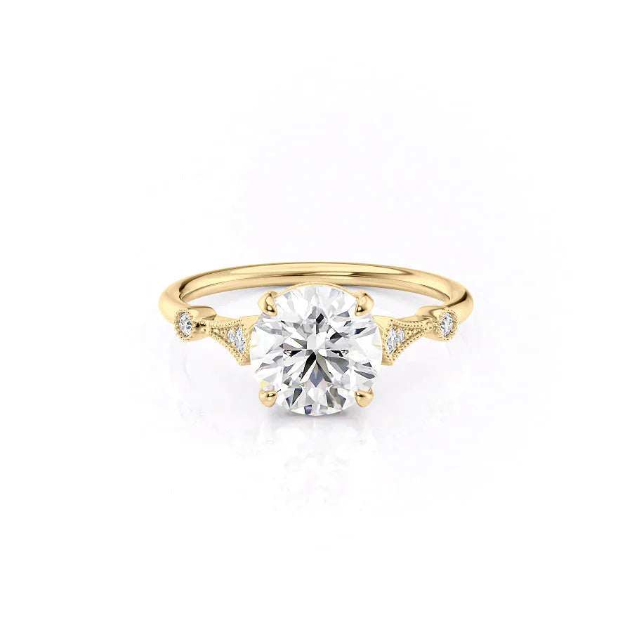 The Amber Set With A Round Moissanite