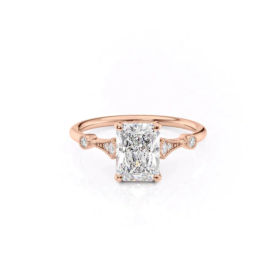 The Amber Set With A 5 Carat Radiant Moissanite
