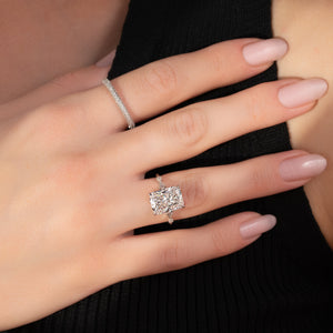 The Amber Set With A 2.5 Carat Radiant Moissanite
