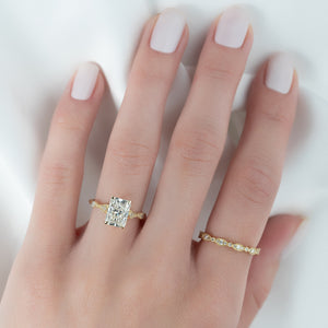The Amber Set With A 2.5 Carat Radiant Moissanite