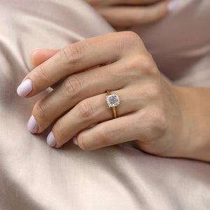 The Natalie Set With A 3 Carat Cushion Lab Diamond