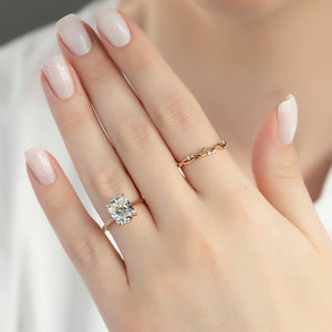 The Natalie Set With A 2 Carat Elongated Cushion Moissanite