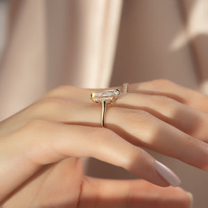 The Natalie Set With A 2 Carat Elongated Cushion Moissanite
