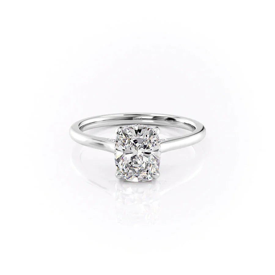 The Natalie Set With A 2 Carat Elongated Cushion Lab Diamond