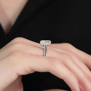 The Natalie Set With A 2 Carat Elongated Cushion Moissanite