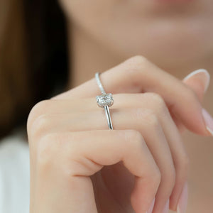 The Natalie Set With A 2 Carat Elongated Cushion Moissanite